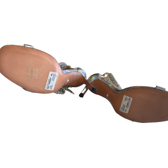 Schultz 'Lory' Iridescent Silver Leather Crystal Fringe Strappy Heels 7.5 - Picture 7 of 8